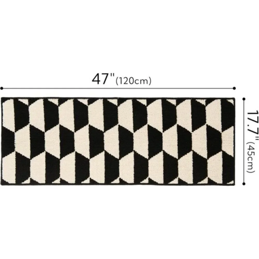 New Black Non-Slip Kitchen Mat, 47x17.7In Washable Stain-Resistant Rug for Floor